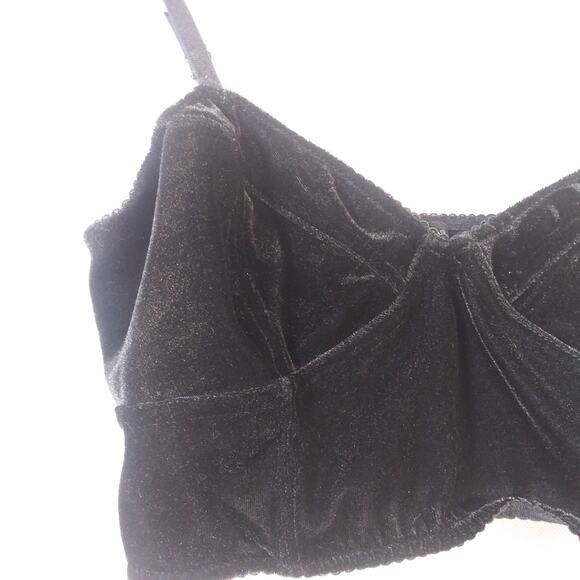 Nollie Black Velvet Bustier Bralette Edgy Festival Goth Size M - Picture 2 of 5